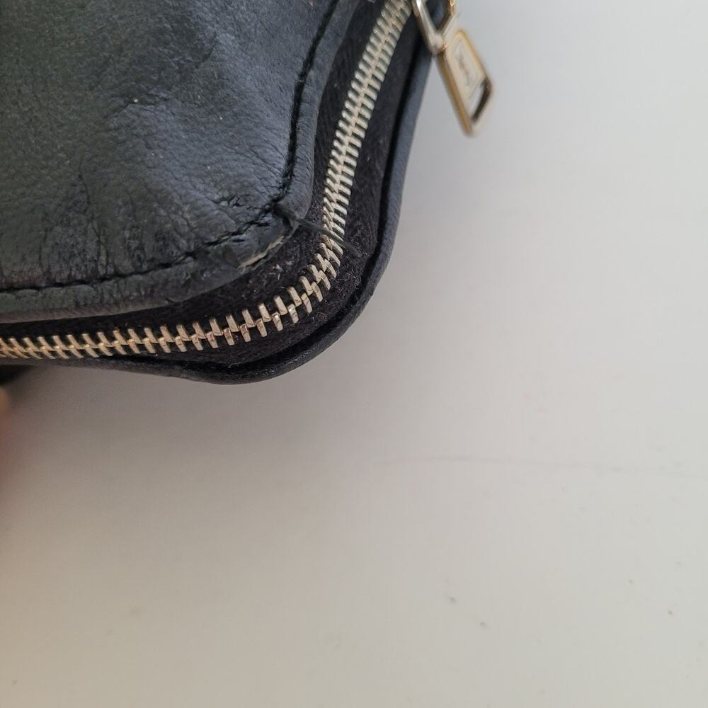 Vintage Yves Saint Laurent YSL Black Leather Cosmetic Pouch Clutch Bag Italy - Picture 13 of 16
